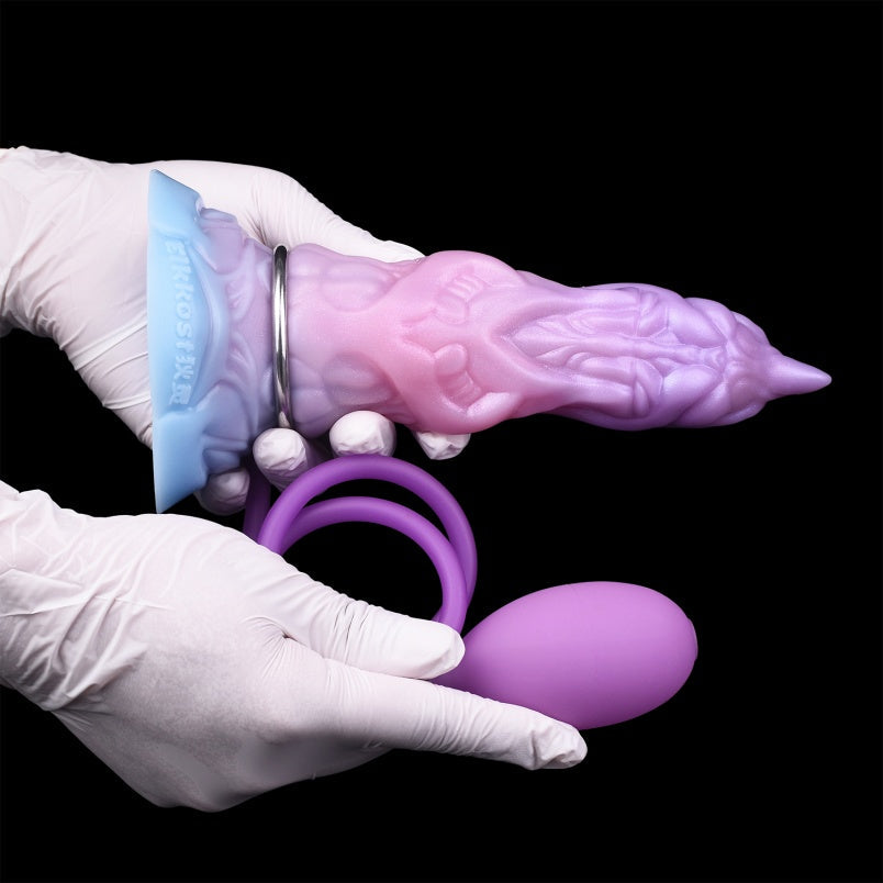 Inflatable Dragon Dildo – Knotted Drake’s Dick Butt Plug | Platinum Silicone | Expandable Girth
