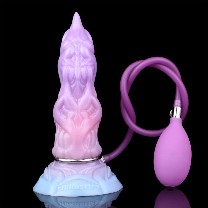 Inflatable Dragon Dildo – Knotted Drake’s Dick Butt Plug | Platinum Silicone | Expandable Girth