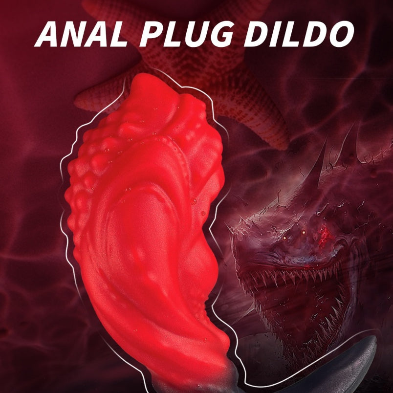 Crimson Silicone Butt Plug Fantasy Dragon Dildo - Stimulation Tool for Vaginal and Anal Expansion