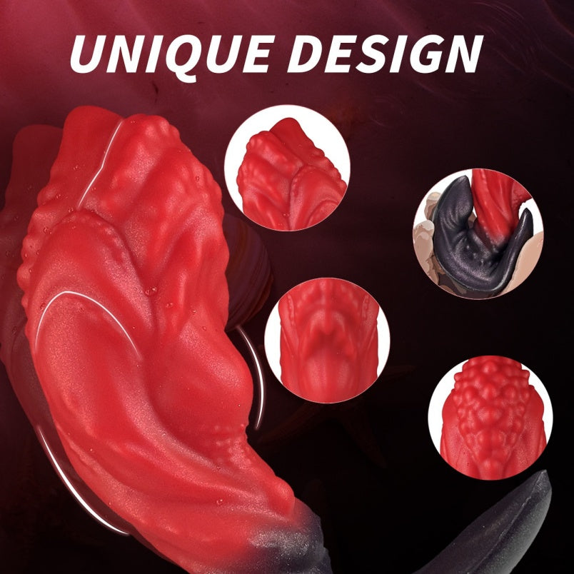 Crimson Silicone Butt Plug Fantasy Dragon Dildo - Stimulation Tool for Vaginal and Anal Expansion