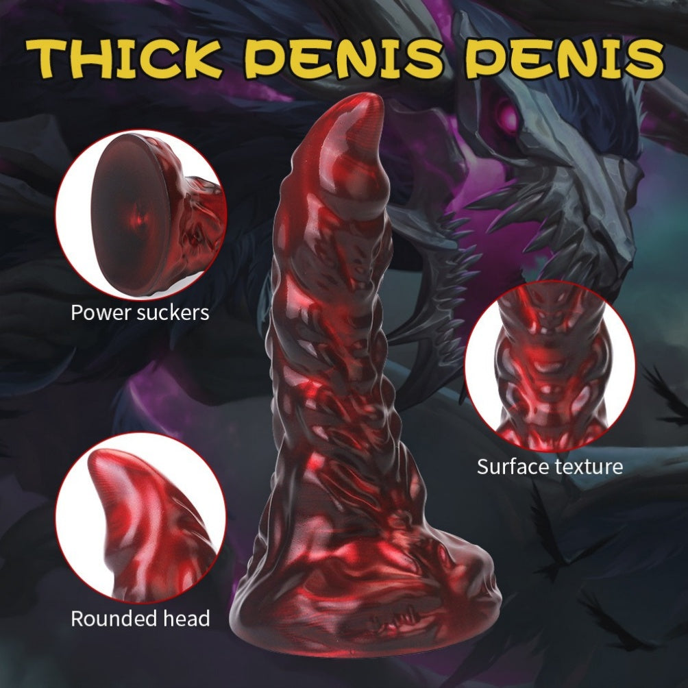 Domlust Blood Red Dragon Dildo – Platinum Silicone Scale-Textured Fantasy Suction Cup Sex Toy