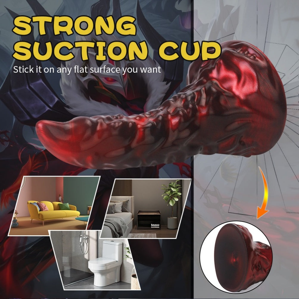 Domlust Blood Red Dragon Dildo – Platinum Silicone Scale-Textured Fantasy Suction Cup Sex Toy