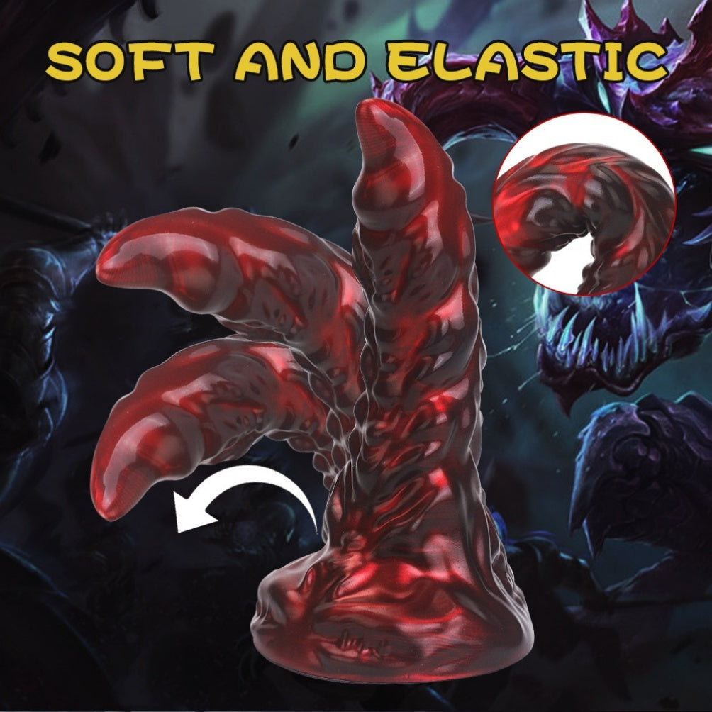 Domlust Blood Red Dragon Dildo – Platinum Silicone Scale-Textured Fantasy Suction Cup Sex Toy