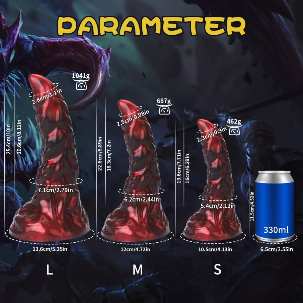 Domlust Blood Red Dragon Dildo – Platinum Silicone Scale-Textured Fantasy Suction Cup Sex Toy