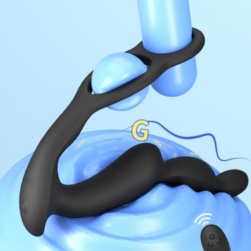 3-in-1 Vibrating Cock Ring & Anal Bead Prostate Massager – Delay Erection & Male G-Spot Stimulation