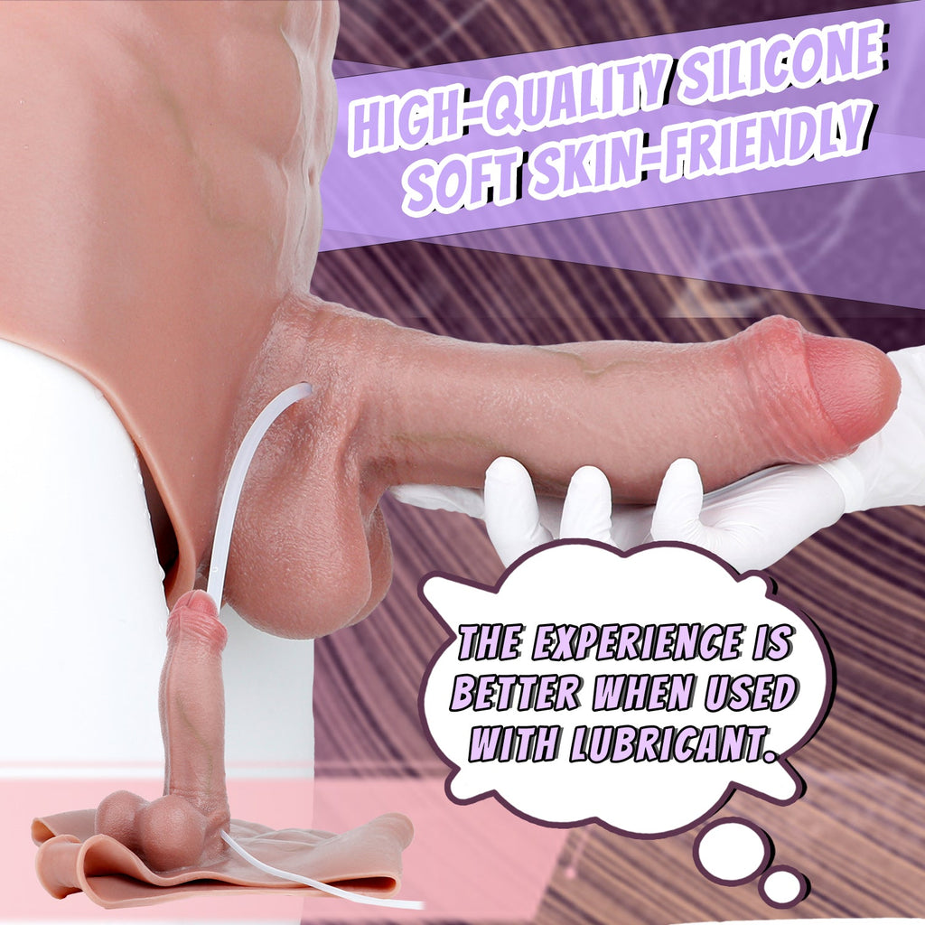 Realistic Squirting Cock Sleeve Panty — Wearable Silicone Penis Sheath Underwear for Size & Stamina