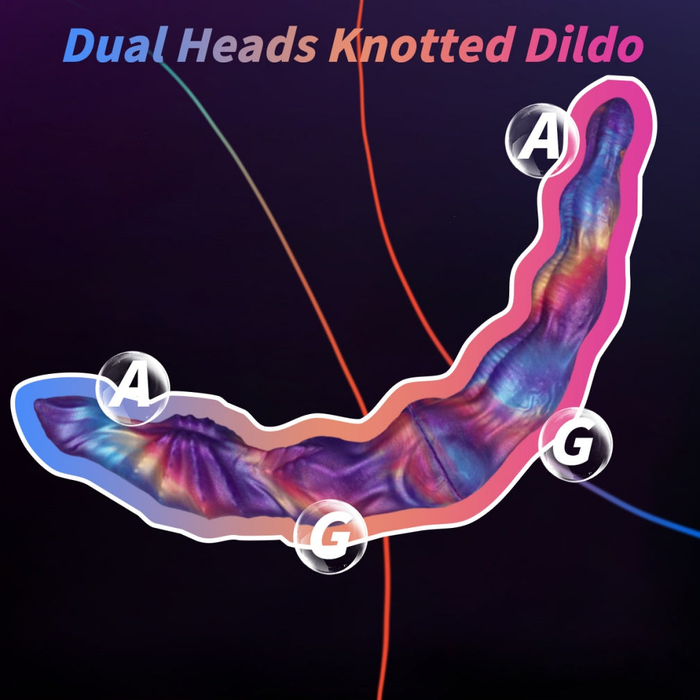 Nebula Twin-Link – Platinum Silicone Double Ended Knotted Dildo | Domlust Fetish