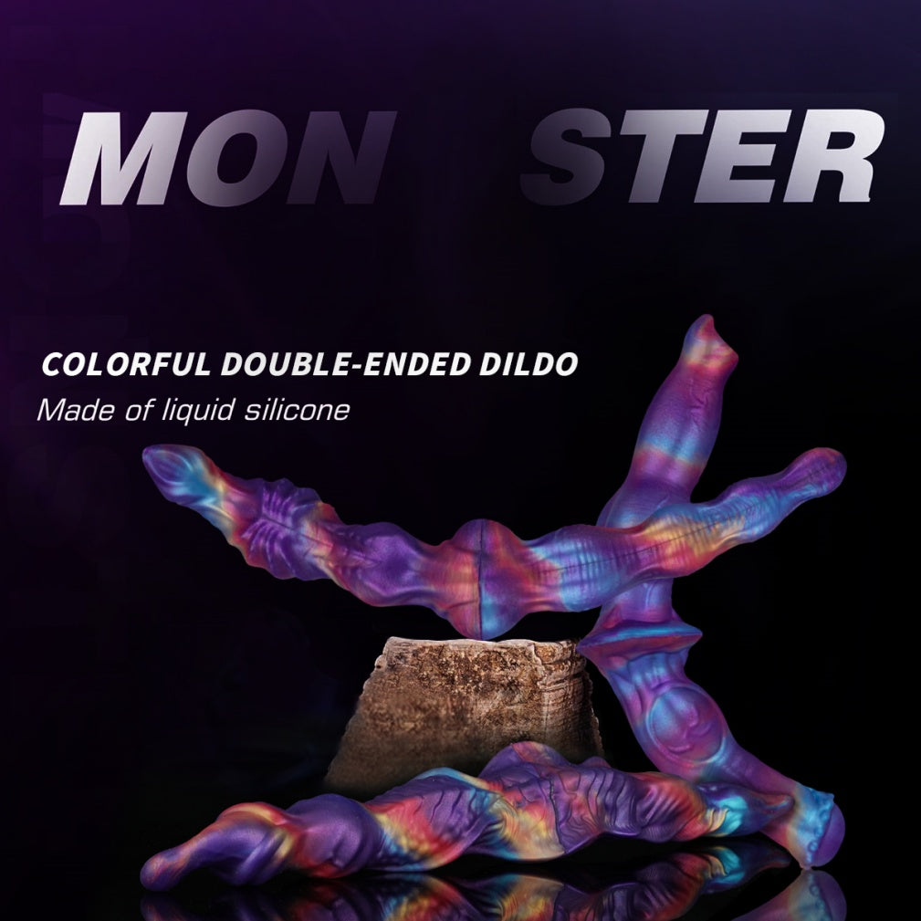 Nebula Twin-Link – Platinum Silicone Double Ended Knotted Dildo | Domlust Fetish