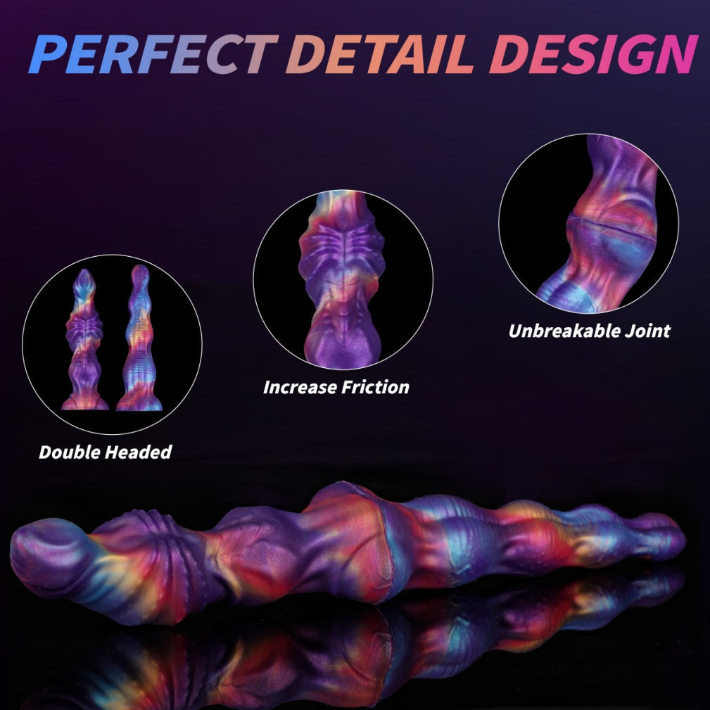 Nebula Twin-Link – Platinum Silicone Double Ended Knotted Dildo | Domlust Fetish