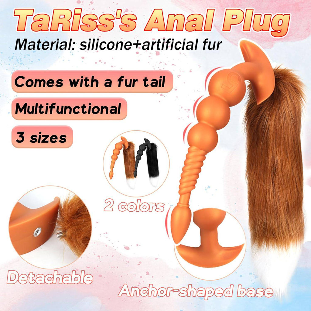 Fox 12 inch Extra Long Anal Bead with Tail - Tarisss Sex Toy Store