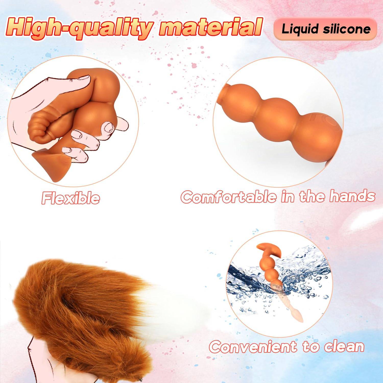 Fox 12 inch Extra Long Anal Bead with Tail - Tarisss Sex Toy Store