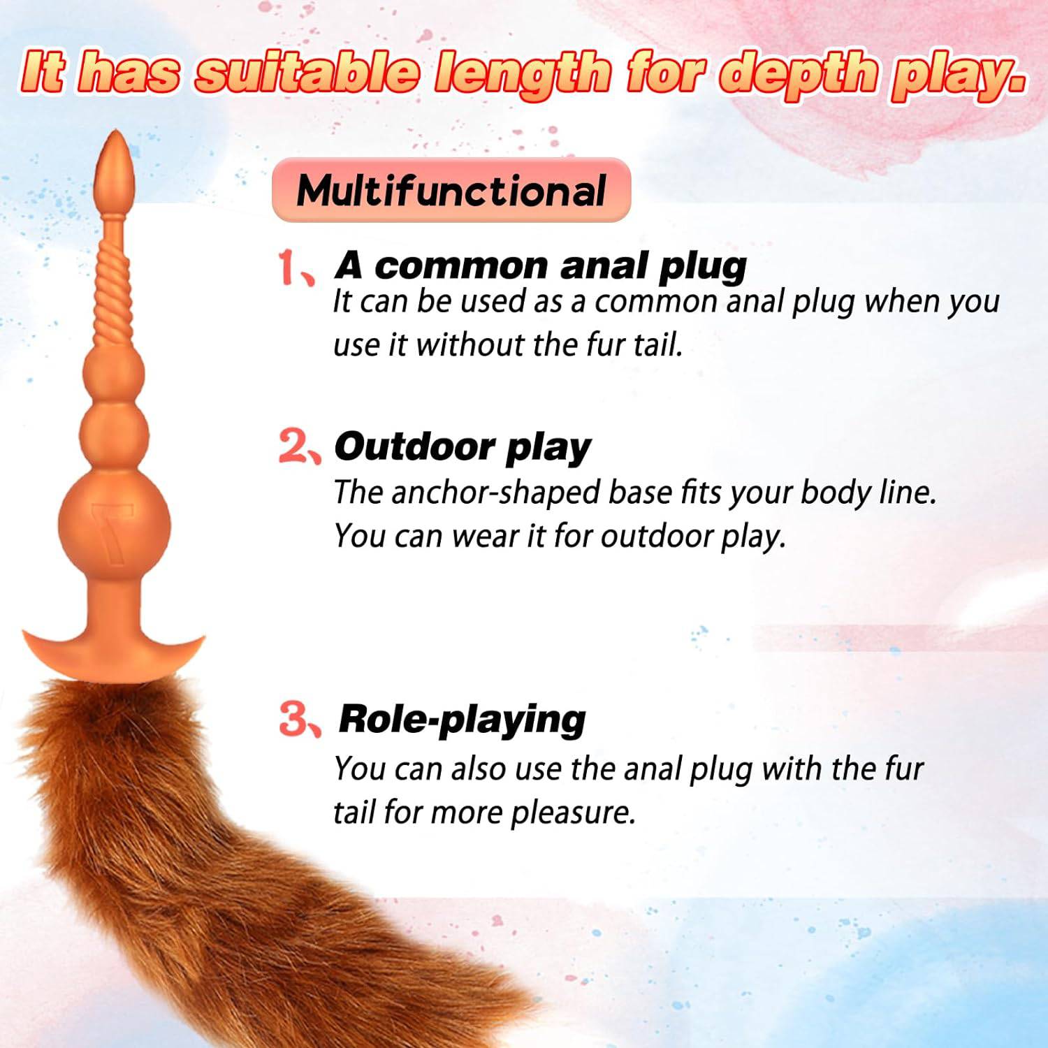 Fox 12 inch Extra Long Anal Bead with Tail - Tarisss Sex Toy Store