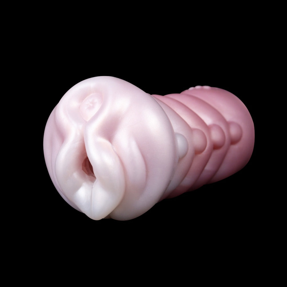 Flower-Entry Pink Pearl Pocket Pussy – Spiral Grip Platinum Silicone Tight Stroker | Domlust