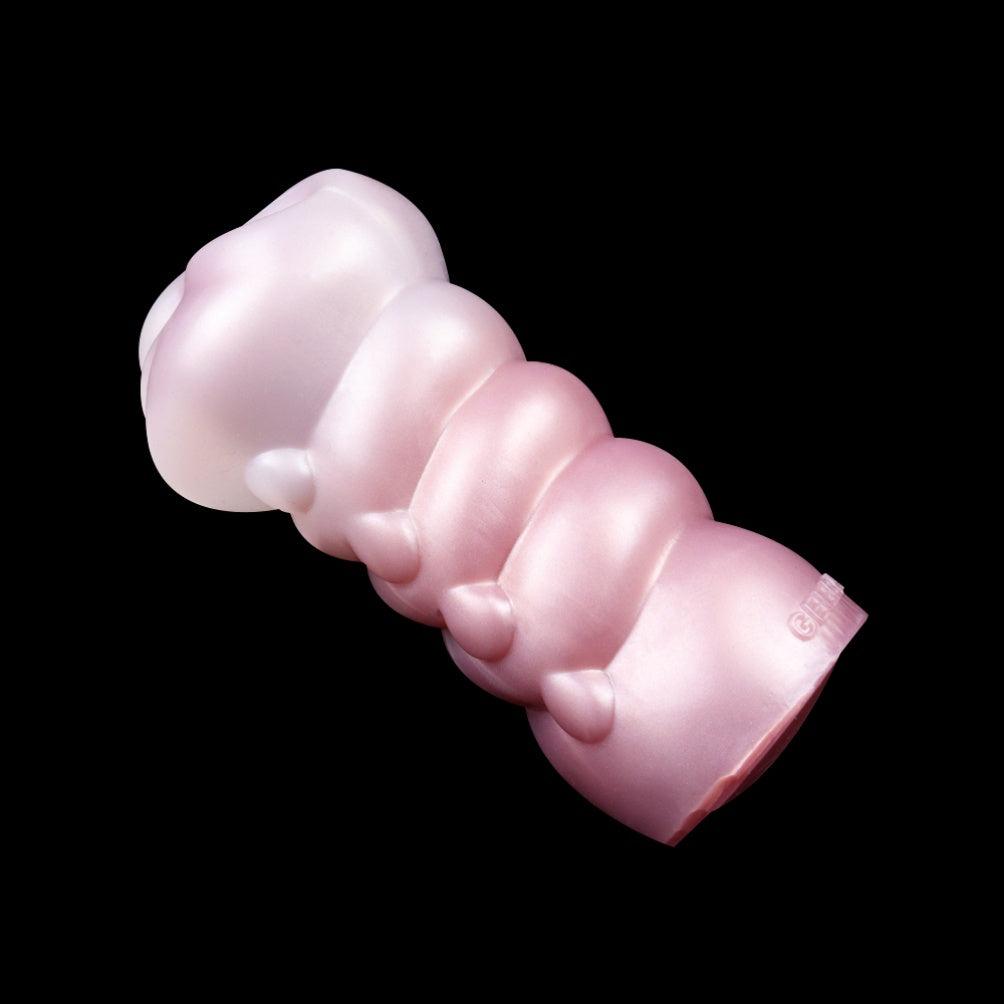 Flower-Entry Pink Pearl Pocket Pussy – Spiral Grip Platinum Silicone Tight Stroker | Domlust