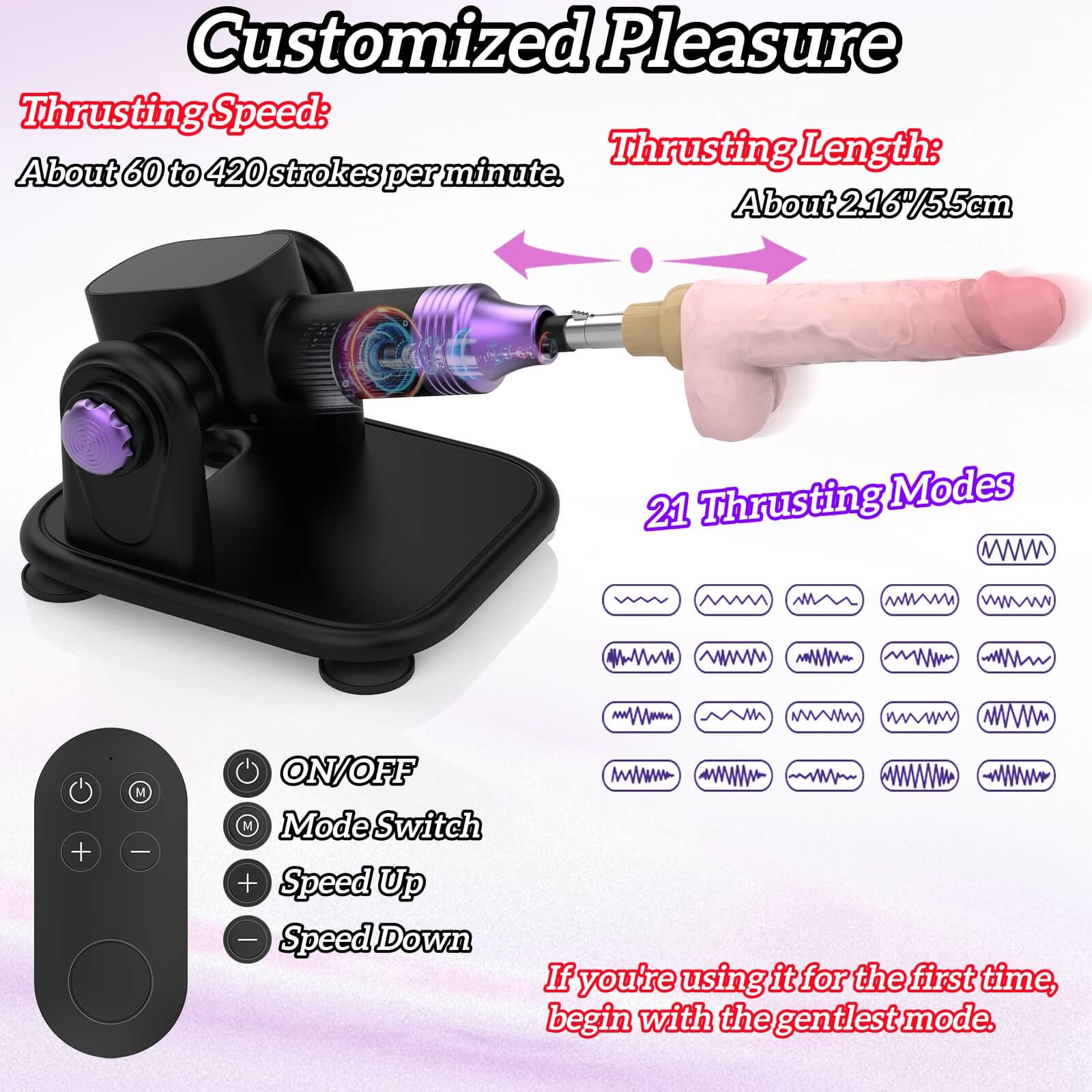 Fully Automatic Remote Control Telescopic Adjustable Angle Sex Machine With Dildo - Tarisss Sex Toy Store
