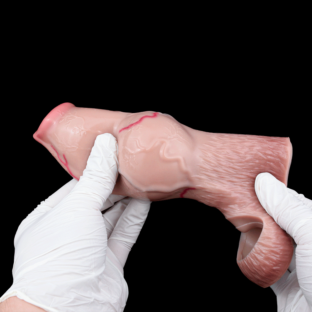 Realistic Dog Knot Fantasy Penis Sleeve – Silicone Cock Extender for Size, Delay, & Locking