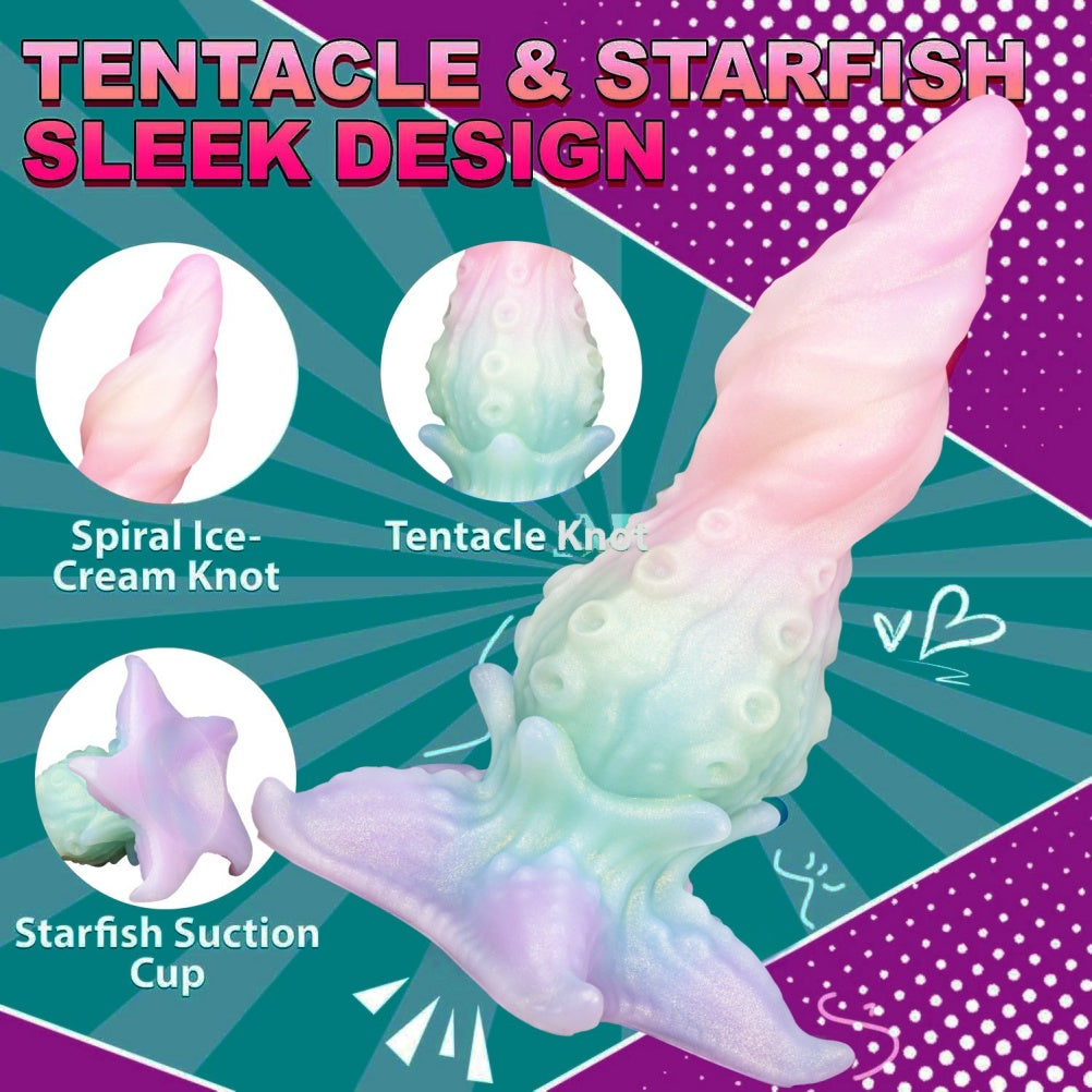 Crystal Spiral Tentacle Dildo – Platinum Silicone Starfish Suction Cup Fantasy Toy | Domlust