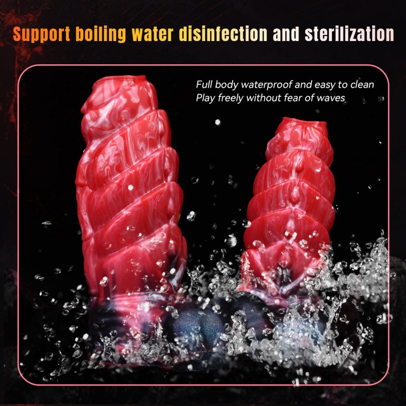 Spiral Silicone Fantasy Vibrating Penis Sleeve - Male Cock Extension Sheaht Sex Toys