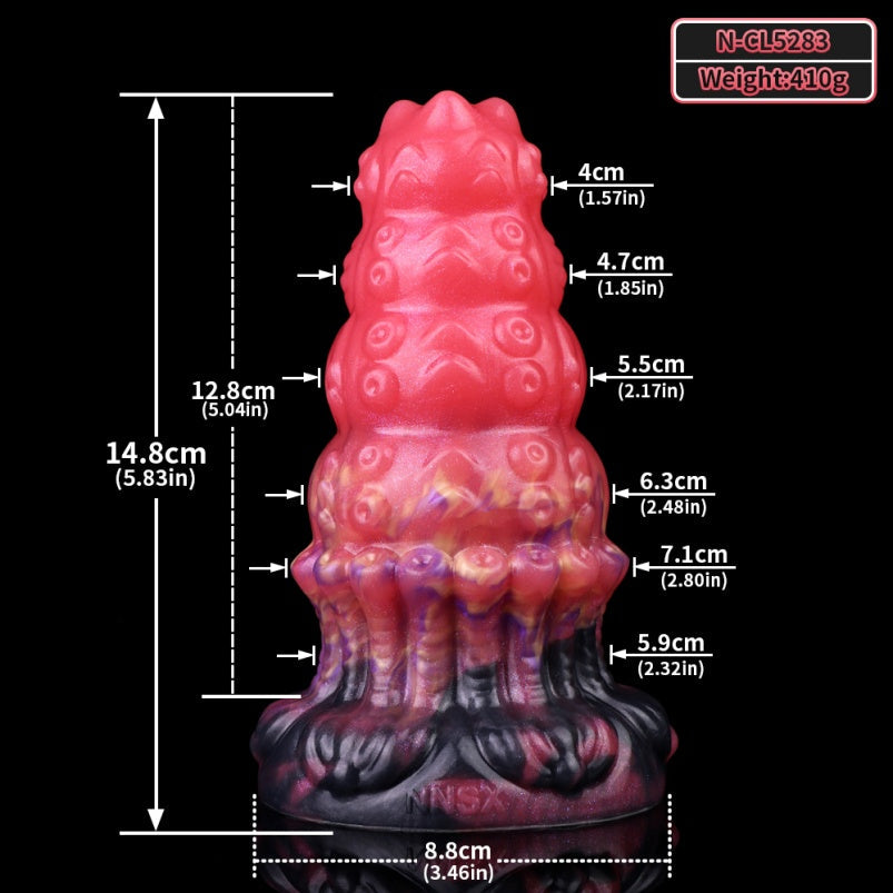Tentacle Butt Plug Dildo – Blood-Iridescent Platinum Silicone Anal Fantasy Toy | Domlust