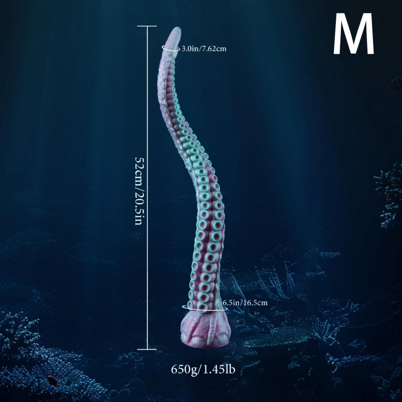 Domlust Octopus Tentacle Dildo – Platinum Silicone Deep-Sea Fantasy Anal Butt Plug 3 Sizes Pink Cyan Fetish Sex Toy