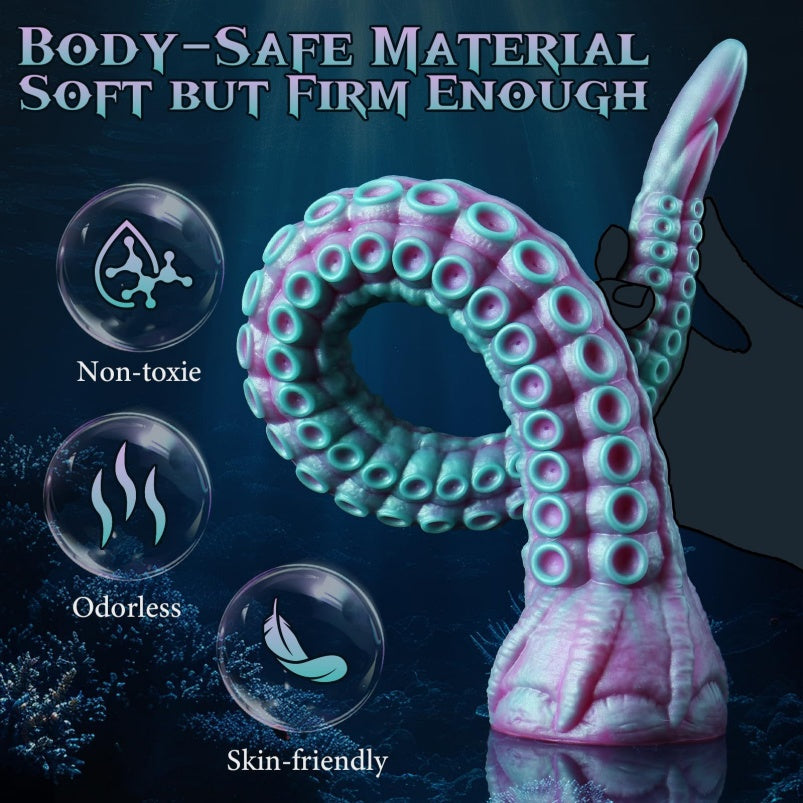 Domlust Octopus Tentacle Dildo – Platinum Silicone Deep-Sea Fantasy Anal Butt Plug 3 Sizes Pink Cyan Fetish Sex Toy