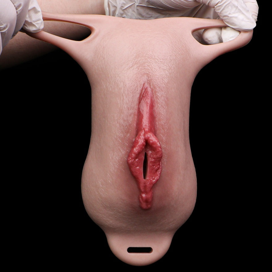 Femboy Wearable Realistic Fake Vagina Silicone Pussy Pants – Platinum Silicone Strap-On