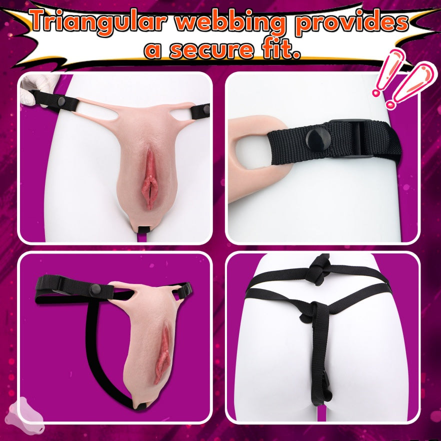 Femboy Wearable Realistic Fake Vagina Silicone Pussy Pants – Platinum Silicone Strap-On