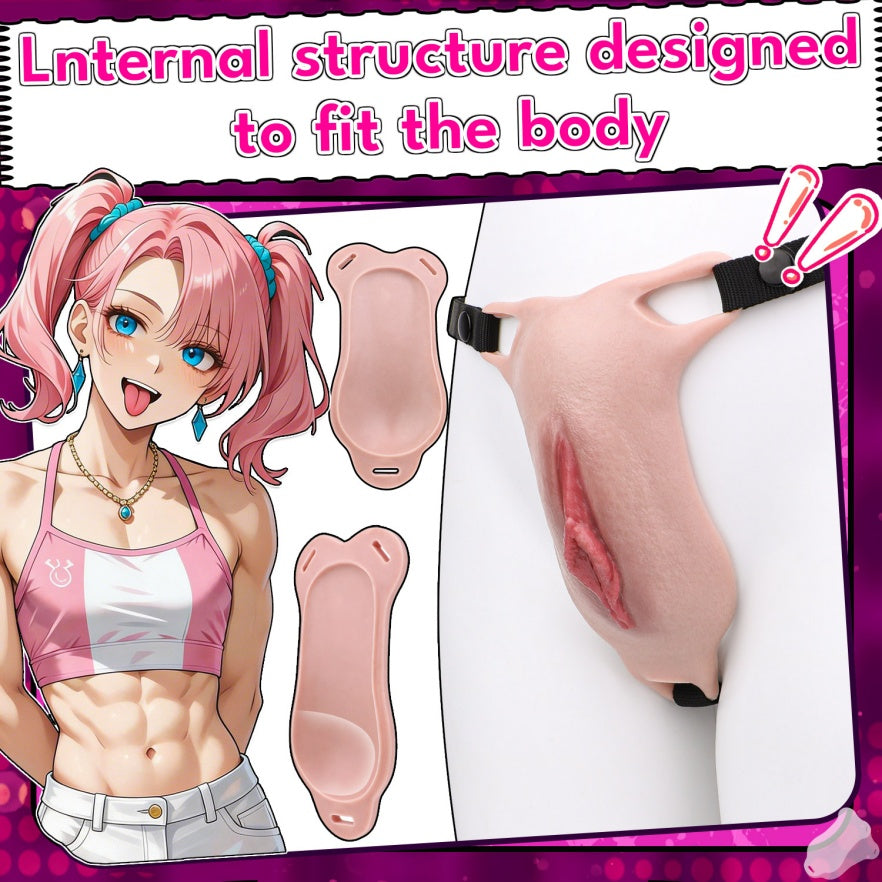 Femboy Wearable Realistic Fake Vagina Silicone Pussy Pants – Platinum Silicone Strap-On