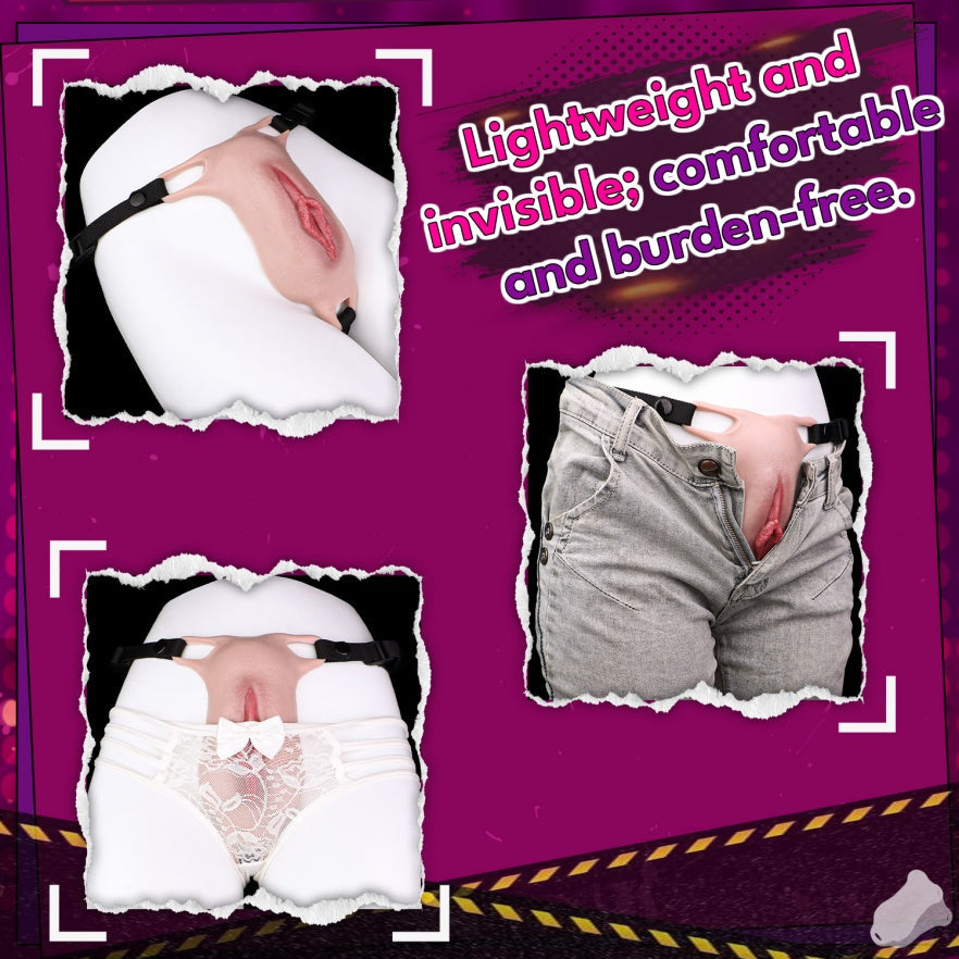 Femboy Wearable Realistic Fake Vagina Silicone Pussy Pants – Platinum Silicone Strap-On