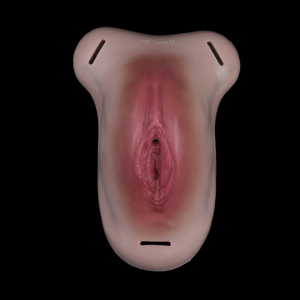 eather Strap-On Silicone Fake Vagina Pants - Realistic Vulva Texture Sex Toys for Crossdressers