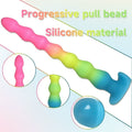 Rainbow Silicone Anal Beads Butt Plug - 14 inch Gradual Thin Dildo Vaginal Women Masturbation