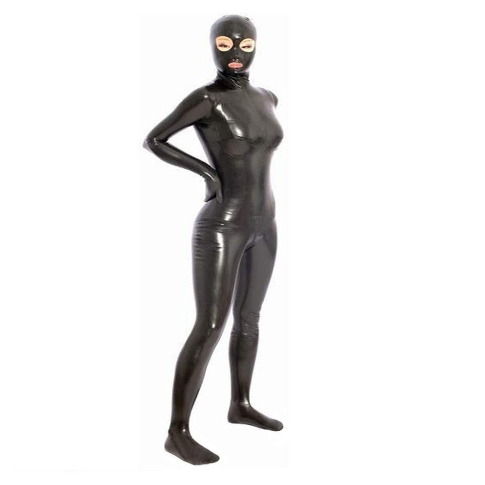 Glossy Latex Full Body Catsuit with Hood Tight Fetish Bodysuit Costume - Tarisss Sex Toy Store