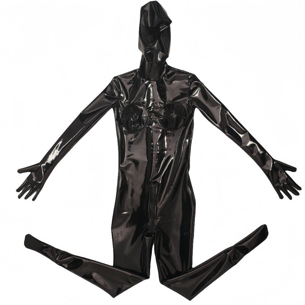 Glossy Latex Full Body Catsuit with Hood Tight Fetish Bodysuit Costume - Tarisss Sex Toy Store