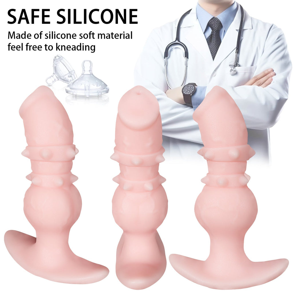 Glow - in - the - Dark Dual Ring Textured Anal Plug with Spiked Surface - Tarisss Sex Toy Store