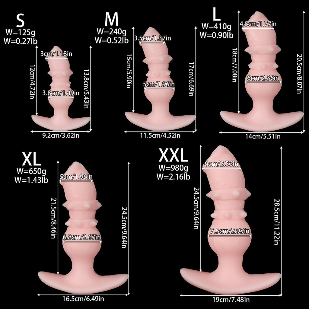 Glow - in - the - Dark Dual Ring Textured Anal Plug with Spiked Surface - Tarisss Sex Toy Store