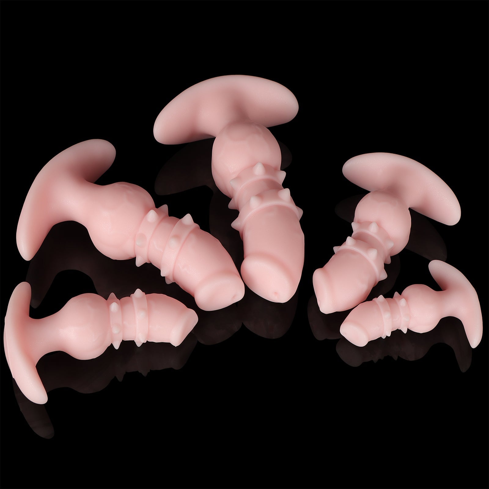 Glow - in - the - Dark Dual Ring Textured Anal Plug with Spiked Surface - Tarisss Sex Toy Store