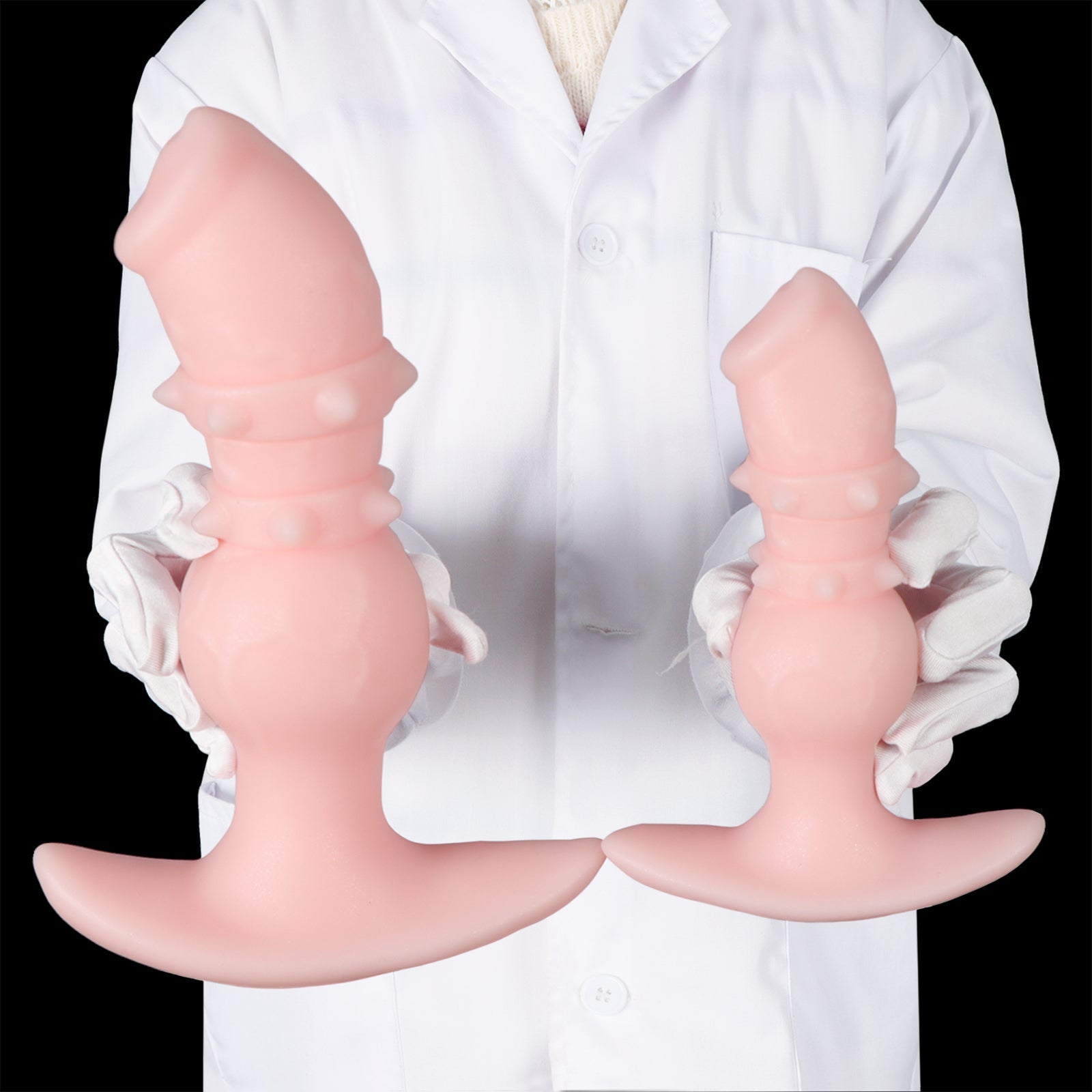 Glow - in - the - Dark Dual Ring Textured Anal Plug with Spiked Surface - Tarisss Sex Toy Store