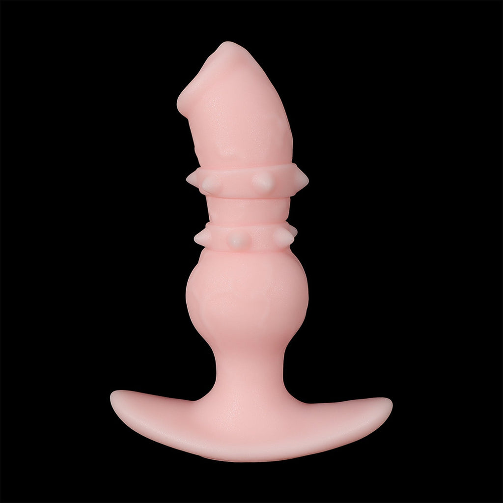 Glow - in - the - Dark Dual Ring Textured Anal Plug with Spiked Surface - Tarisss Sex Toy Store