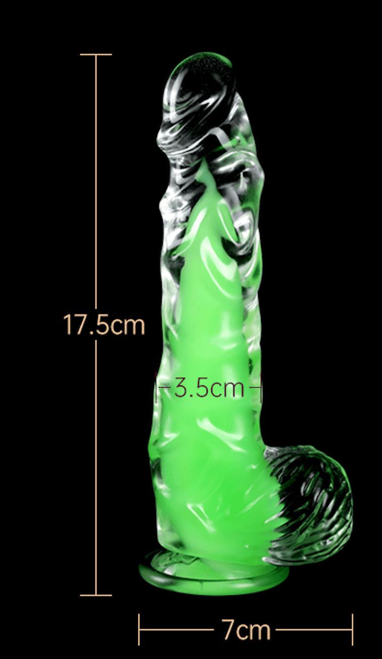 Glow in the Dark Glass Anal Plug with Spiral Texture - Luminous Green Crystal Dildo - Tarisss Sex Toy Store