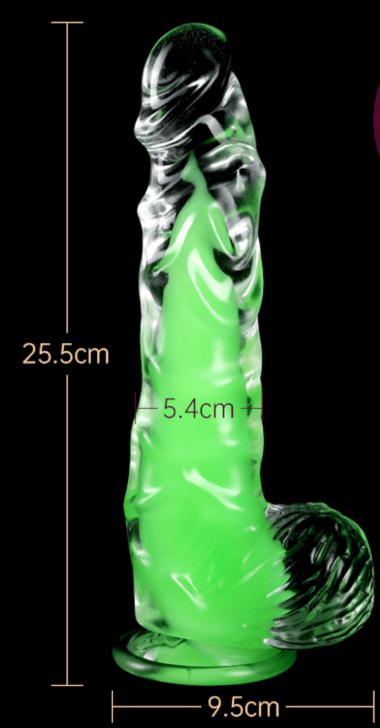 Glow in the Dark Glass Anal Plug with Spiral Texture - Luminous Green Crystal Dildo - Tarisss Sex Toy Store