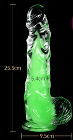 Glow in the Dark Glass Anal Plug with Spiral Texture - Luminous Green Crystal Dildo - Tarisss Sex Toy Store