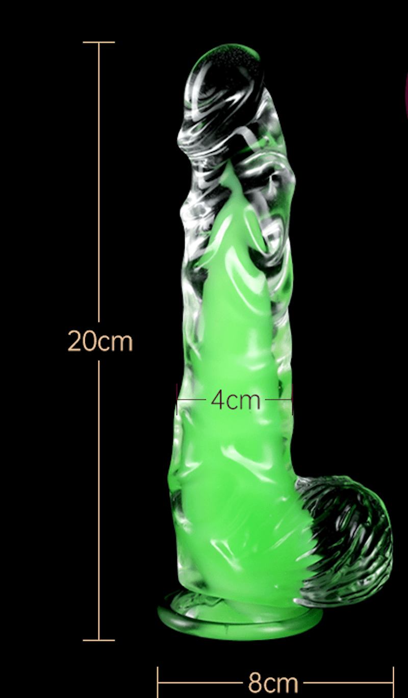 Glow in the Dark Glass Anal Plug with Spiral Texture - Luminous Green Crystal Dildo - Tarisss Sex Toy Store