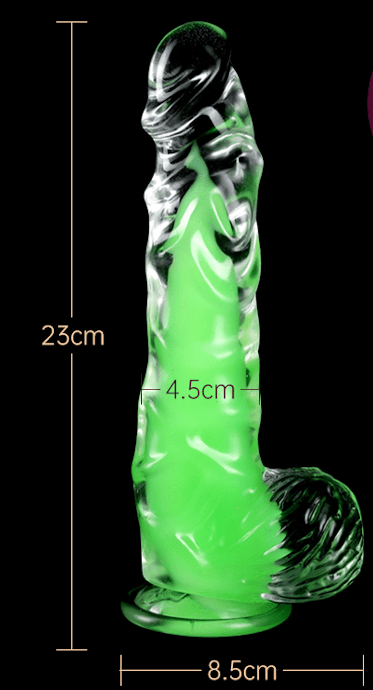 Glow in the Dark Glass Anal Plug with Spiral Texture - Luminous Green Crystal Dildo - Tarisss Sex Toy Store