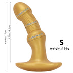 Gold Ribbed G - Spot Massager with Flared Anchor Base, Flexible Curved Toy - Tarisss Sex Toy Store