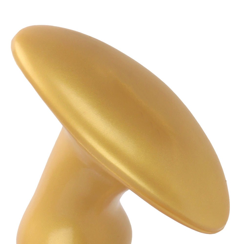 Gold Ribbed G - Spot Massager with Flared Anchor Base, Flexible Curved Toy - Tarisss Sex Toy Store