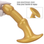Gold Ribbed G - Spot Massager with Flared Anchor Base, Flexible Curved Toy - Tarisss Sex Toy Store