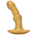 Gold Ribbed G - Spot Massager with Flared Anchor Base, Flexible Curved Toy - Tarisss Sex Toy Store