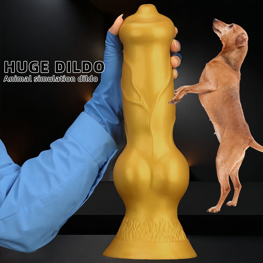 Gold Titan Huge Realistic Dildo – 14.76” / 37.5cm Giant Silicone with Suction Base - Tarisss Sex Toy Store