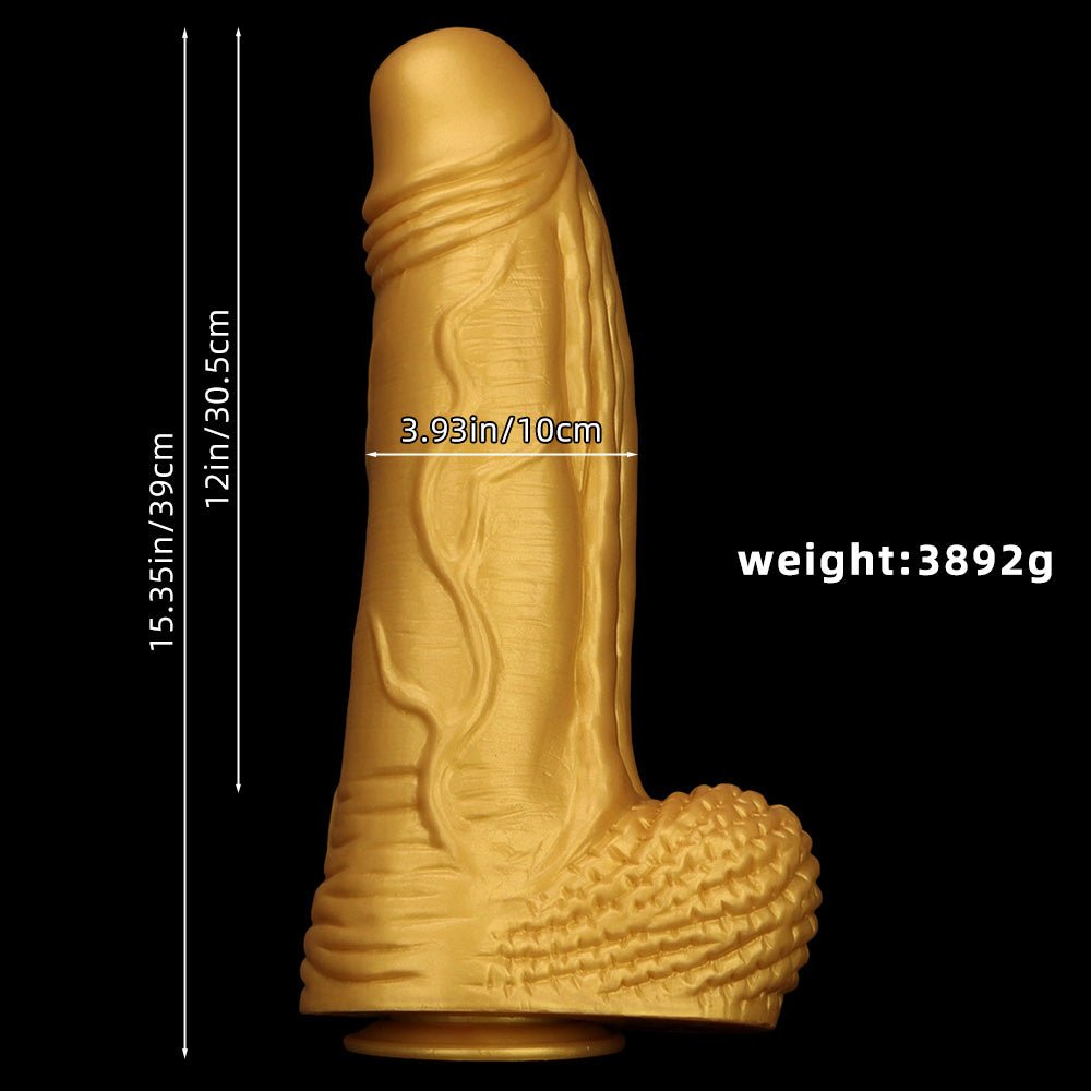 Gold Titan XL Realistic Dildo – 15.3” Silicone Giant with Suction Base - Tarisss Sex Toy Store