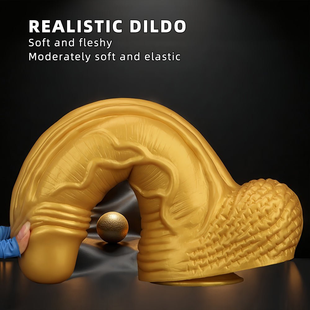 Gold Titan XL Realistic Dildo – 15.3” Silicone Giant with Suction Base - Tarisss Sex Toy Store